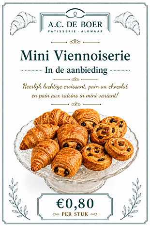 Mini viennoiserie ( croissant/pain au chocolat/pain au raisin)
